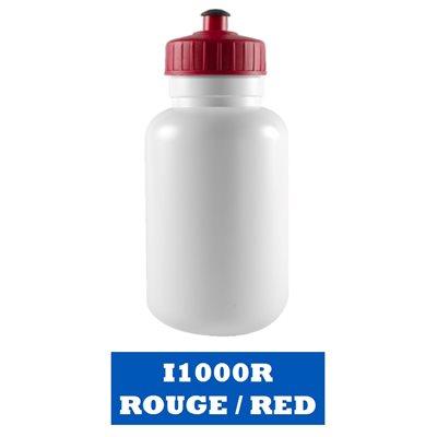 Bouteille blanche 1000 ml avec bouchon Rouge / Red