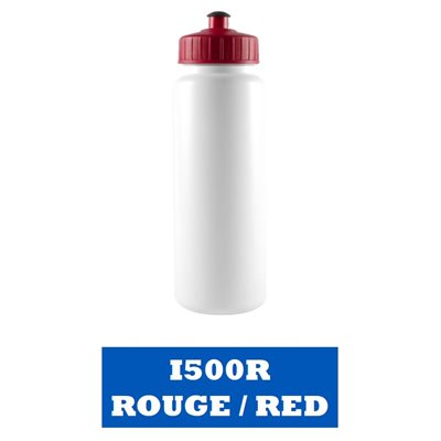 Bouteille blanche 500 ml avec bouchon Rouge / Red